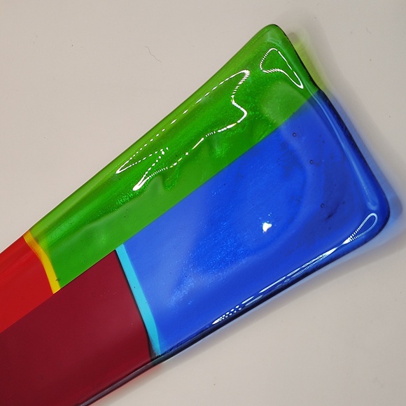 Vintage Rectangular Fused Glass Colorful Mosaic Dish - Picture 2 of 6